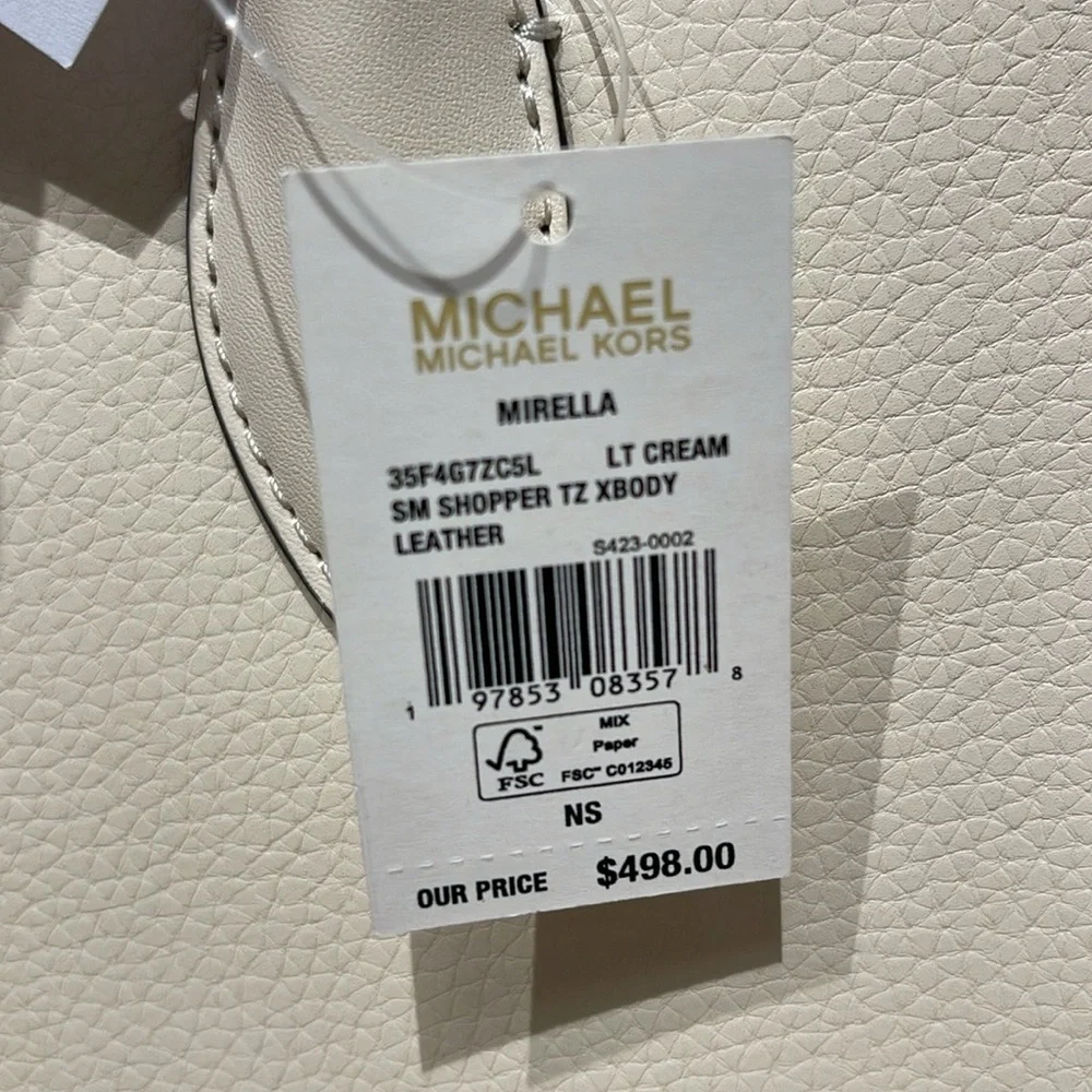 Michael Kors Mirella Small Pebbled Leather Shopper Top Zip Crossbody XBody Bag
